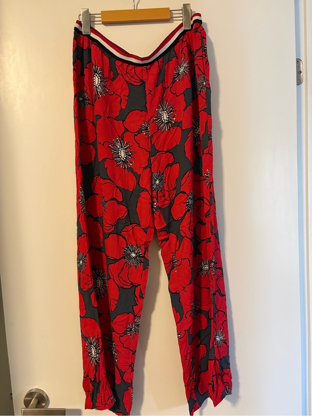 George Red & Black Floral Wide-Leg Pants